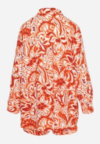 Born2be - Pomarańczowy Dwuczęściowy Komplet Koszula z Regulowanym Rękawem Szorty z Gumką w Pasie Bellagrace. Kolor: pomarańczowy. Materiał: tkanina #6