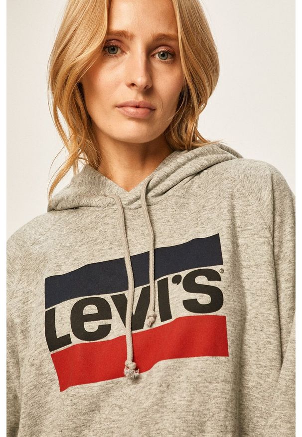 Levi's® - Levi's - Bluza. Okazja: na spotkanie biznesowe. Kolor: szary. Materiał: dzianina. Długość rękawa: raglanowy rękaw. Wzór: nadruk. Styl: biznesowy
