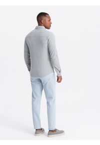 Ombre Clothing - Męska koszula dzianinowa SLIM FIT z długim rękawem – szara V5. Kolor: czarny. Materiał: dzianina. Długość rękawa: długi rękaw. Długość: długie #3