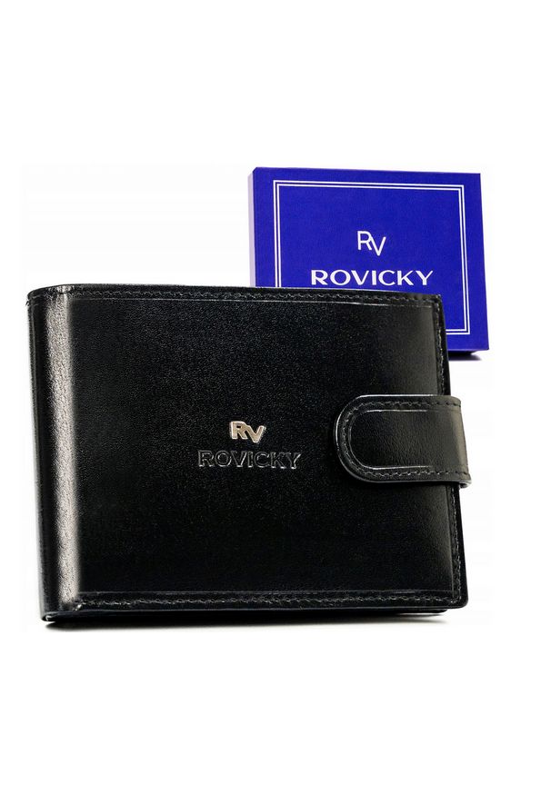 ROVICKY - Portfel skórzany Rovicky RV-7680286-9-BCA czarny. Kolor: czarny. Materiał: skóra
