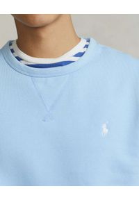 Ralph Lauren - RALPH LAUREN - Niebieska bluza z logo. Typ kołnierza: polo, bez kaptura. Kolor: niebieski. Materiał: prążkowany. Długość rękawa: długi rękaw. Długość: długie. Wzór: aplikacja