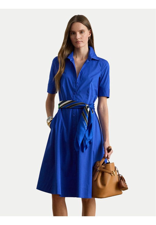 Lauren Ralph Lauren - LAUREN RALPH LAUREN Sukienka koszulowa 200748950020 Niebieski Regular Fit. Kolor: niebieski. Materiał: bawełna. Typ sukienki: koszulowe