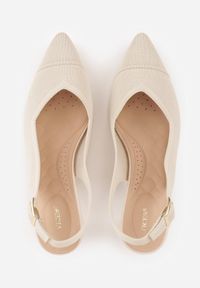 Born2be - Beżowe Czółenka z Tkaniny VICES na Szpilce z Odkrytą Piętą i Wkładką Soft-Step Nymelin. Okazja: na co dzień, do pracy, na spotkanie biznesowe. Zapięcie: pasek. Kolor: beżowy. Materiał: tkanina. Obcas: na szpilce. Styl: casual, biznesowy #3