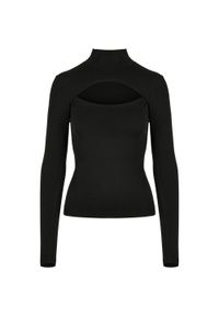 Urban Classics - Bluzka Z Długim Rękawem Dla Pań I Panów Z Wyciętym Dekoltem W Kształcie Żółwia. Kolor: czarny. Długość rękawa: długi rękaw. Długość: długie #1