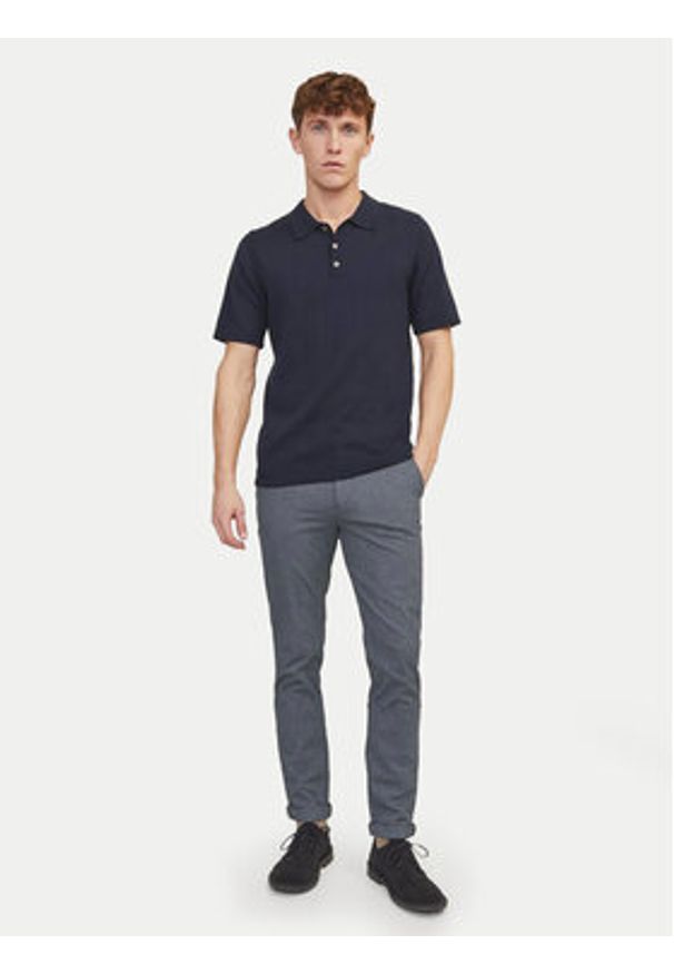 Jack & Jones - Jack&Jones Chinosy Marco 12206199 Niebieski Slim Fit. Kolor: niebieski. Materiał: bawełna