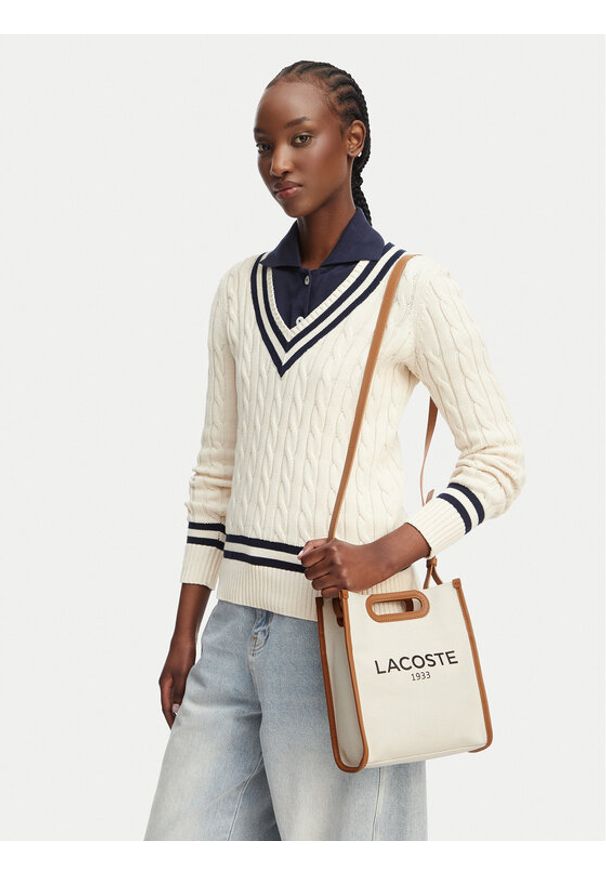 Lacoste Torebka Small Heritage Canvas Tote NF5232TD Beżowy jasny. Kolor: beżowy