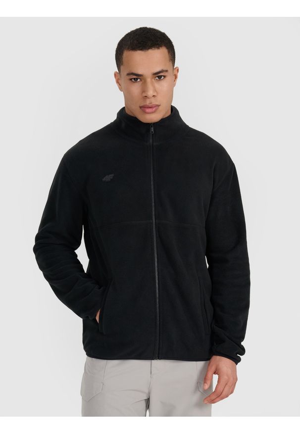 4f - 4F Polar regular ze stójką męski - czarny L. Typ kołnierza: kołnierzyk stójkowy. Kolor: czarny. Materiał: polar. Wzór: gładki. Sezon: zima. Sport: wspinaczka, turystyka piesza, snowboard, narciarstwo