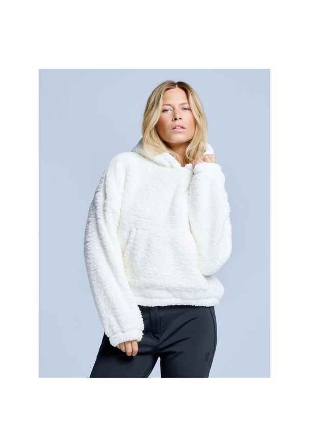 POEDERBAAS - Bluza z kapturem Fluffy - damska - na cztery pory roku - Teddy - Ecru. Typ kołnierza: kaptur. Kolor: biały. Materiał: poliester. Sezon: zima. Sport: narciarstwo