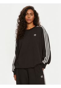 Adidas - adidas Bluza 3-Stripes IU2423 Czarny Oversize. Kolor: czarny. Materiał: syntetyk, bawełna