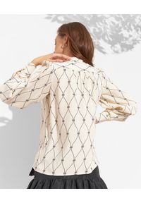 Elisabetta Franchi - ELISABETTA FRANCHI - Kremowa bluzka z logowaniem. Kolor: biały. Materiał: tkanina. Długość rękawa: długi rękaw. Długość: długie #2