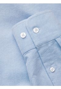 Ombre Clothing - Koszula męska z tkaniny w stylu Oxford REGULAR - niebieska V2 OM-SHOS-0114 - XXL. Kolor: niebieski. Materiał: tkanina #9