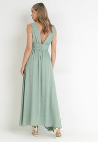 Born2be - Miętowa Rozkloszowana Sukienka na Ramiączkach Seraphineme. Kolor: miętowy. Długość rękawa: na ramiączkach. Styl: elegancki #3