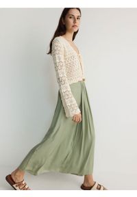 Reserved - Spodnie culotte - jasnozielony. Kolor: zielony. Materiał: tkanina. Wzór: gładki