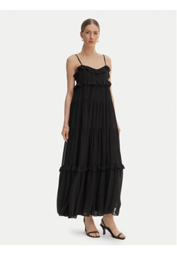 MICHAEL Michael Kors Sukienka letnia MS683E37R3 Czarny Relaxed Fit. Kolor: czarny. Materiał: syntetyk. Sezon: lato