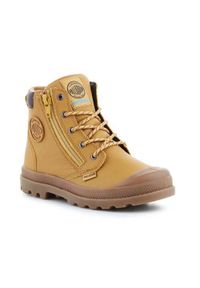 Buty do chodzenia dla dzieci Palladium Pampa HI Cuff WP. Wysokość cholewki: za kostkę. Zapięcie: sznurówki. Kolor: pomarańczowy. Materiał: guma, materiał, syntetyk. Szerokość cholewki: normalna. Sport: turystyka piesza