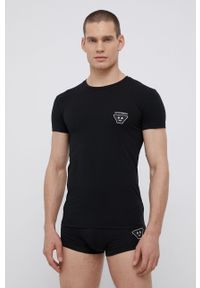 Emporio Armani Underwear Piżama męska kolor czarny z aplikacją. Kolor: czarny. Materiał: dzianina. Wzór: aplikacja