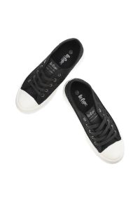 Czarne Trampki Lee Cooper Damskie Buty Na Platformie. Kolor: czarny. Materiał: materiał. Szerokość cholewki: normalna. Wzór: aplikacja. Sezon: lato. Obcas: na platformie #5