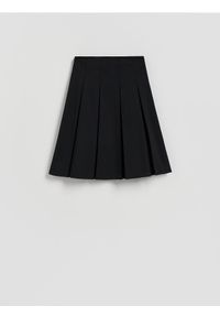 Reserved - Rozkloszowana spódnica midi - czarny. Kolor: czarny. Materiał: dzianina