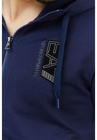 EA7 Emporio Armani - EA7 Granatowa bluza męska z wymiennym logo, Rozmiar L. Typ kołnierza: kaptur. Kolor: niebieski. Materiał: prążkowany. Wzór: aplikacja