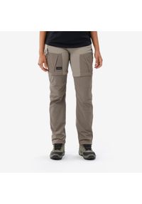 SIMOND - Spodnie trekkingowe damskie 2w1 Simond MT500. Kolor: beżowy, brązowy. Materiał: materiał, tkanina. Sport: turystyka piesza #1