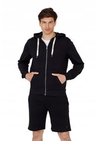 Guess - GUESS Czarna męska bluza z kapturem Slim Fit, Rozmiar S. Typ kołnierza: kaptur. Kolor: czarny