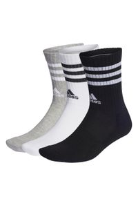 Adidas - 3-Stripes Cushioned Crew Socks 3 Pairs. Kolor: biały, wielokolorowy, czarny, szary. Materiał: materiał