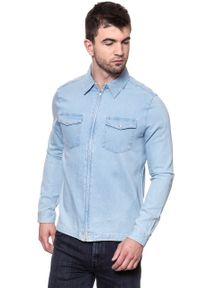 Wrangler - KOSZULA JEANSOWA MĘSKA WRANGLER SHACKET LIGHT INDIGO W5A031D4E. Materiał: jeans #3