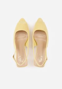 Renee - Żółte Sandały na Szpilce z Wycięciem na Palce i Odkrytą Piętą Zitissa. Zapięcie: sprzączka. Kolor: żółty. Sezon: wiosna. Obcas: na szpilce. Styl: elegancki. Wysokość obcasa: średni #5