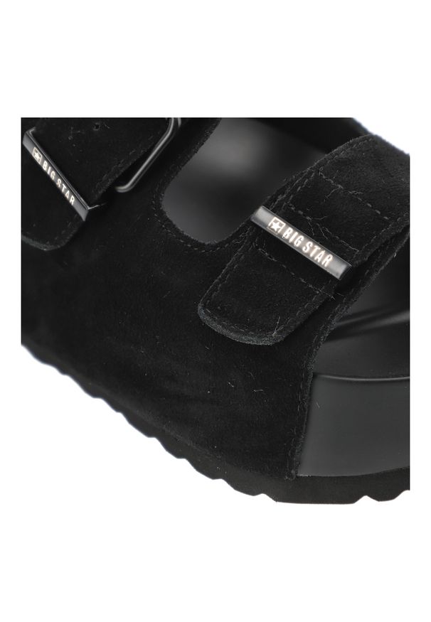 Big-Star - Sandały damskie Big Star, cholewka ze skóry naturalnej zamszowej z regulowanymi paskami i sprzączkami na grubej podeszwie, czarne, TT274237. Zapięcie: pasek. Kolor: czarny. Materiał: skóra, zamsz