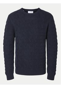 Selected Homme Sweter 16094503 Granatowy Regular Fit. Kolor: niebieski. Materiał: bawełna