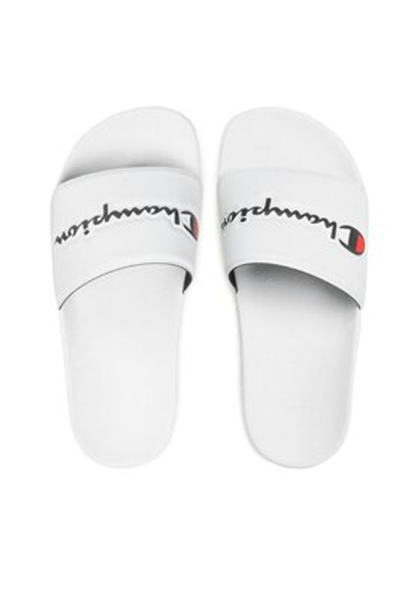 Champion Klapki Slide Varsity S11544-CHA-WW001 Biały. Kolor: biały. Materiał: skóra