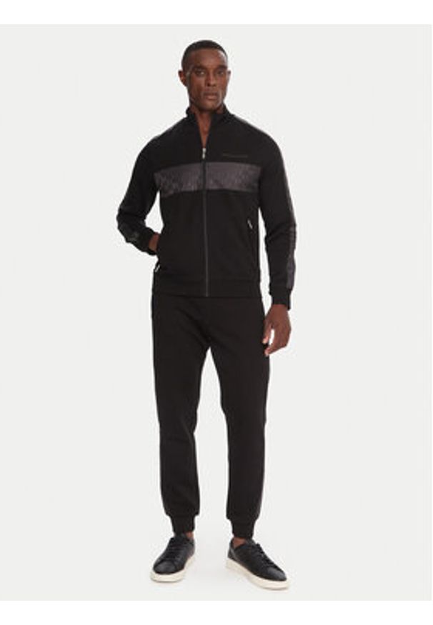 Karl Lagerfeld - KARL LAGERFELD Bluza 705035 554910 Czarny Regular Fit. Typ kołnierza: dekolt w karo. Kolor: czarny. Materiał: bawełna