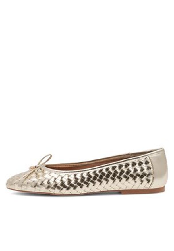 Nine West Baleriny 123AL1260 Złoty. Kolor: złoty. Materiał: skóra