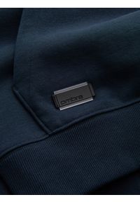 Ombre Clothing - Męska bluza dresowa kangurka z kapturem BASIC – granatowa V1. Okazja: na co dzień. Typ kołnierza: kaptur. Kolor: niebieski. Materiał: dresówka. Wzór: jednolity. Styl: sportowy, casual #4