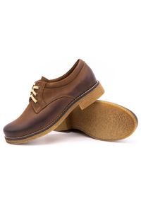 ButBal Buty damskie skórzane półbuty 656B brązowe. Kolor: brązowy. Materiał: skóra #5