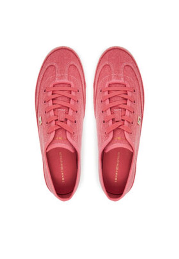 TOMMY HILFIGER - Tommy Hilfiger Sneakersy Washed Canvas Vulc Sneaker FW0FW08894 Różowy. Kolor: różowy. Materiał: materiał