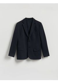 Reserved - Marynarka slim fit - granatowy. Kolor: niebieski. Materiał: bawełna, dzianina