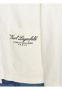 Karl Lagerfeld - KARL LAGERFELD Kurtka jeansowa 231W1680 Écru Oversize. Typ kołnierza: dekolt w karo. Materiał: jeans, bawełna