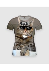 MegaKoszulki - Koszulka damska fullprint Thug Life Cat. Materiał: dzianina, bawełna, poliester #1