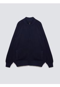 Big-Star - Sweter męski rozpinany ze stójką granatowy Nazar 403. Okazja: na co dzień. Typ kołnierza: kołnierzyk stójkowy. Kolor: niebieski. Materiał: jeans, dzianina. Wzór: gładki, ze splotem. Styl: klasyczny, casual