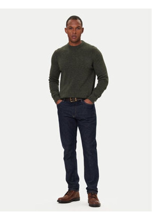 Barbour Sweter Essential Tisbury MKN0844GN79 Zielony Regular Fit. Kolor: zielony. Materiał: wełna