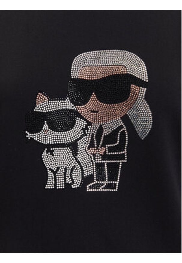 Karl Lagerfeld - KARL LAGERFELD Bluza A3W20069 Czarny Regular Fit. Typ kołnierza: dekolt w karo. Kolor: czarny. Materiał: bawełna