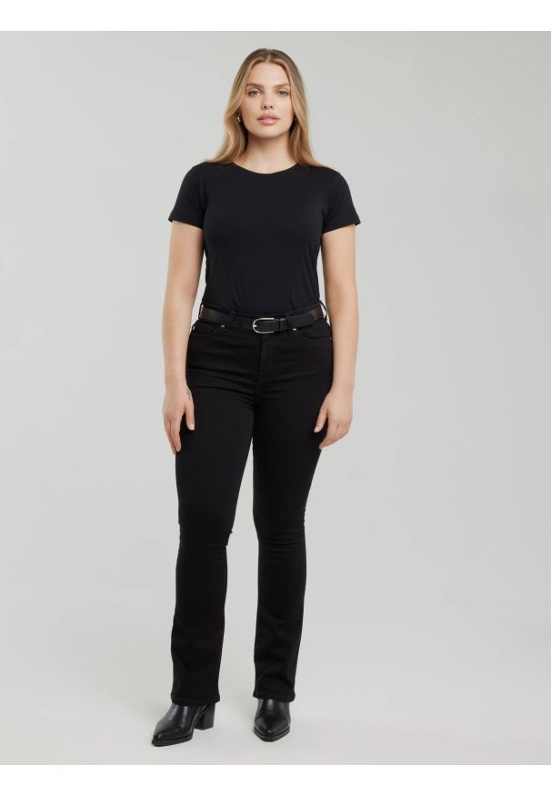 Big-Star - Koszulka damska slim z bawełny supima czarna Supiclassica 906. Kolor: czarny. Materiał: bawełna. Długość: długie. Styl: klasyczny