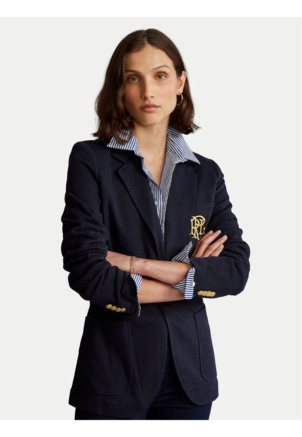 Polo Ralph Lauren Marynarka Blz 211795348002 Granatowy Slim Fit. Typ kołnierza: polo. Kolor: niebieski. Materiał: bawełna, wiskoza