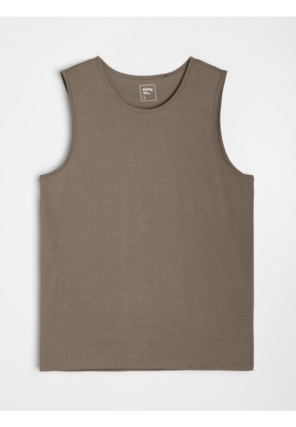 Sinsay - Bawełniany tank top basic - brązowy. Kolor: brązowy. Materiał: bawełna