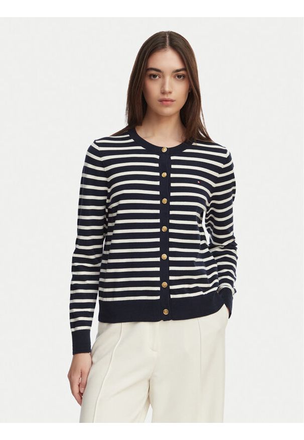 TOMMY HILFIGER - Tommy Hilfiger Kardigan WW0WW42370 Granatowy Regular Fit. Kolor: niebieski. Materiał: syntetyk