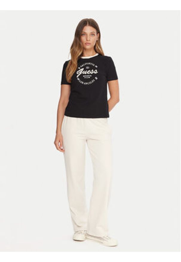 Guess T-Shirt V5BI03 J1314 Czarny Slim Fit. Kolor: czarny. Materiał: bawełna