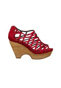 Rocket Dog - Sandały Rocketdog LOOKOUT Dark Red, Czerwony, Materiał - 41. Zapięcie: pasek. Kolor: czerwony. Materiał: tkanina. Wzór: paski. Sezon: lato. Obcas: na koturnie. Wysokość obcasa: średni #1