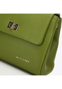 Wittchen - Damska torebka skórzana dwukomorowa mała zielona. Kolor: zielony. Wzór: gładki, aplikacja. Materiał: skórzane. Rozmiar: małe. Styl: casual, elegancki. Rodzaj torebki: na ramię
