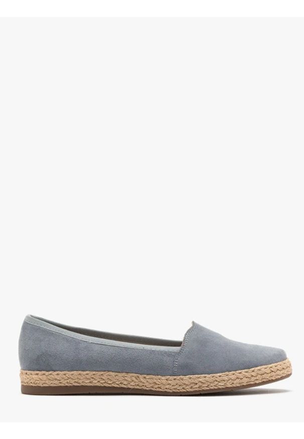 Ryłko - Niebieskie espadryle. Nosek buta: okrągły. Kolor: niebieski. Materiał: welur, skóra. Styl: street